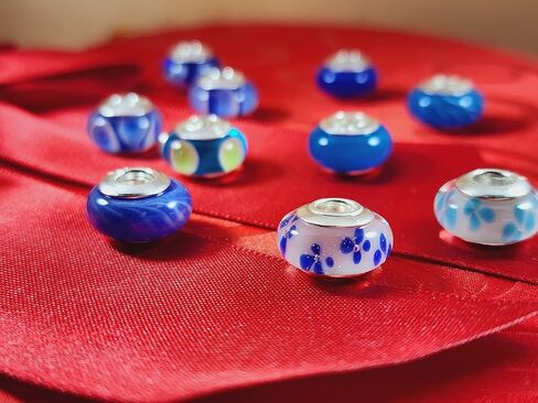 غالاكسي الذهب GG حقيقية زجاج مورانو سحر صالح باندورا سحر الأساور، 925 الفضة الاسترليني الملونة دوامة قوس قزح الأزرق قلوب سحر الخرزة الزجاجية الأصلية لسوار وقلادة in Kuwait