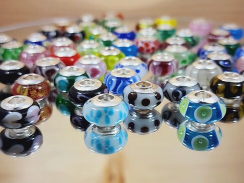 غالاكسي الذهب GG حقيقية زجاج مورانو سحر صالح باندورا سحر الأساور، 925 الفضة الاسترليني الملونة دوامة قوس قزح الأزرق قلوب سحر الخرزة الزجاجية الأصلية لسوار وقلادة in Kuwait