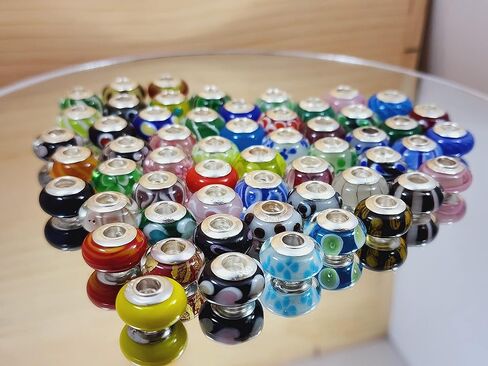 غالاكسي الذهب GG حقيقية زجاج مورانو سحر صالح باندورا سحر الأساور، 925 الفضة الاسترليني الملونة دوامة قوس قزح الأزرق قلوب سحر الخرزة الزجاجية الأصلية لسوار وقلادة in Kuwait