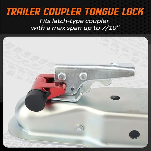METOWARE Trailer Tongue Coupler Lock with All-Weather Rubber Cap, 1/4" Dia with 7/10" Span Heavy-Duty Trailer Coupler Lock for Tow Boat RV Truck Car's Coupler (1 Pack, Red) in Saudi Arabia