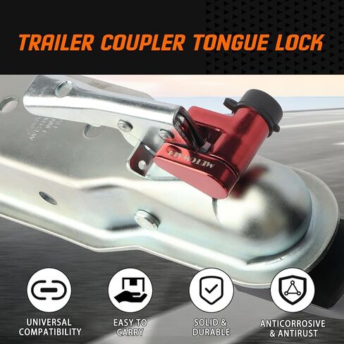 METOWARE Trailer Tongue Coupler Lock with All-Weather Rubber Cap, 1/4" Dia with 7/10" Span Heavy-Duty Trailer Coupler Lock for Tow Boat RV Truck Car's Coupler (1 Pack, Red) in Saudi Arabia