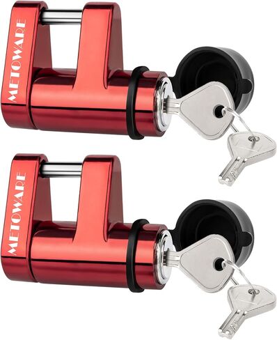 METOWARE Trailer Tongue Coupler Lock with All-Weather Rubber Cap, 1/4" Dia with 7/10" Span Heavy-Duty Trailer Coupler Lock for Tow Boat RV Truck Car's Coupler (1 Pack, Red) in Saudi Arabia