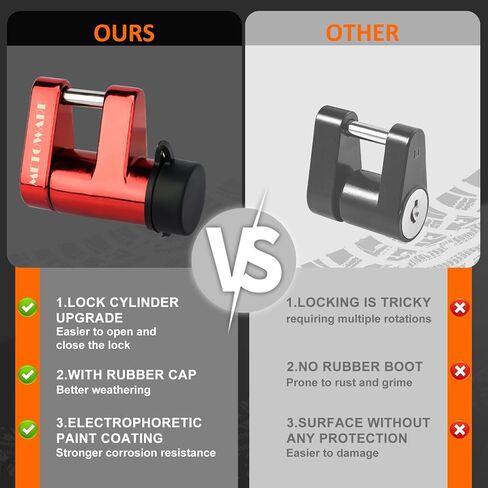 METOWARE Trailer Tongue Coupler Lock with All-Weather Rubber Cap, 1/4" Dia with 7/10" Span Heavy-Duty Trailer Coupler Lock for Tow Boat RV Truck Car's Coupler (1 Pack, Red) in Saudi Arabia