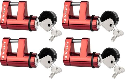 METOWARE Trailer Tongue Coupler Lock with All-Weather Rubber Cap, 1/4" Dia with 7/10" Span Heavy-Duty Trailer Coupler Lock for Tow Boat RV Truck Car's Coupler (1 Pack, Red) in Saudi Arabia
