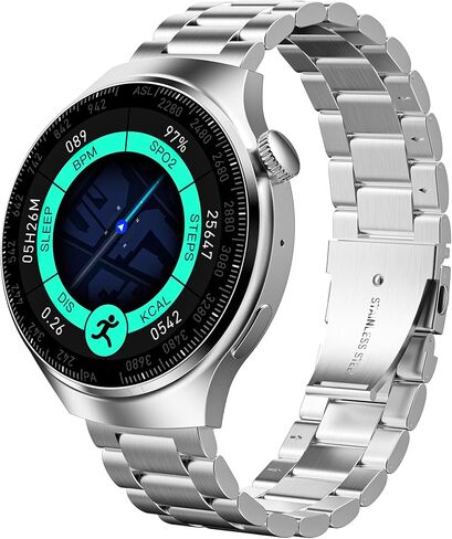 W50 Smart watch (answering/calls), 1.52-inch AMOLED HD screen round Smart watches for Men, sports mode fitness watches, IP67 waterproof Heart rate sleepmonitor smartwatch compatible Android/iPhone in Saudi Arabia