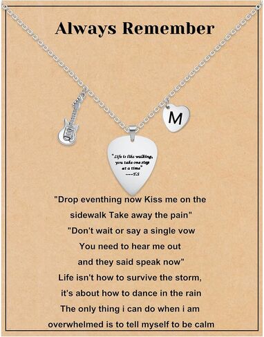 Silver Guitar Pick Necklace for Women Teens Heart Letter A-Z Necklace Birthday Gifts for Women Christmas Stocking Stuffers Silver Jewelry in Saudi Arabia