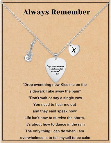 Silver Guitar Pick Necklace for Women Teens Heart Letter A-Z Necklace Birthday Gifts for Women Christmas Stocking Stuffers Silver Jewelry in Saudi Arabia
