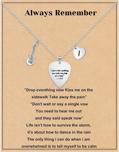Silver Guitar Pick Necklace for Women Teens Heart Letter A-Z Necklace Birthday Gifts for Women Christmas Stocking Stuffers Silver Jewelry in Saudi Arabia