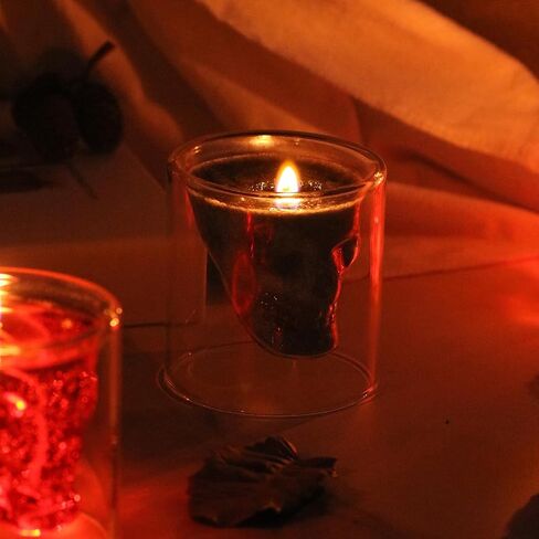 Skull Scented Candles Set, Scented Candles Gifts for Men, Novelty Candle Grass Jar Aromatherapy for Home, Bedroom, Office, Birthday(4PCS) Black in Saudi Arabia