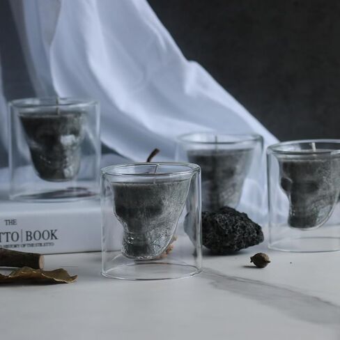 Skull Scented Candles Set, Scented Candles Gifts for Men, Novelty Candle Grass Jar Aromatherapy for Home, Bedroom, Office, Birthday(4PCS) Black in Saudi Arabia