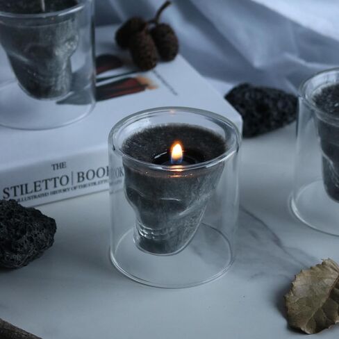 Skull Scented Candles Set, Scented Candles Gifts for Men, Novelty Candle Grass Jar Aromatherapy for Home, Bedroom, Office, Birthday(4PCS) Black in Saudi Arabia