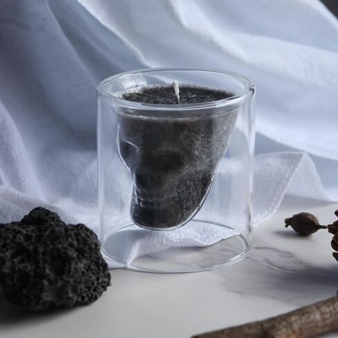 Skull Scented Candles Set, Scented Candles Gifts for Men, Novelty Candle Grass Jar Aromatherapy for Home, Bedroom, Office, Birthday(4PCS) Black in Saudi Arabia
