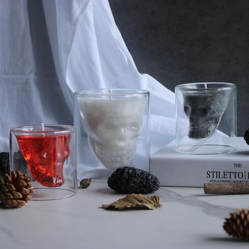 Skull Scented Candles Set, Scented Candles Gifts for Men, Novelty Candle Grass Jar Aromatherapy for Home, Bedroom, Office, Birthday(4PCS) Black in Saudi Arabia