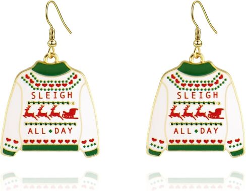 Christmas Earrings for Women Christmas Tree Bells Ugly Sweater Gingerbread Dangle Earrings Trendy Christmas Party Jewelry Stocking Stuffers Christmas Gifts 2024 in Saudi Arabia