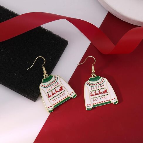 Christmas Earrings for Women Christmas Tree Bells Ugly Sweater Gingerbread Dangle Earrings Trendy Christmas Party Jewelry Stocking Stuffers Christmas Gifts 2024 in Saudi Arabia