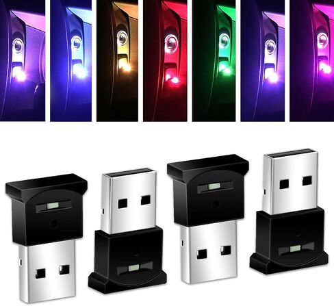 ZKFAR 4 PCS Car USB Multi-Function Ambient Light, DC 8-12V 3258-2SMD RGB High-Brightness Button-Adjustable Night Light, Type with Photosensitive Sensor, Suitable for Most Models (White) in Saudi Arabia