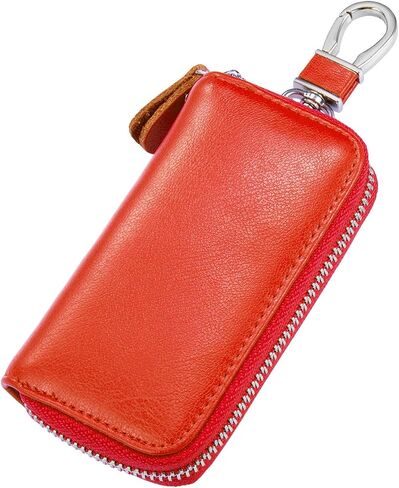 BAKUN Compact Zipper Leather Car Key Case, Key and Card Holder Key Organizer Wallet, With 6 Hooks in Kuwait