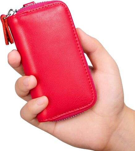 BAKUN Compact Zipper Leather Car Key Case, Key and Card Holder Key Organizer Wallet, With 6 Hooks in Kuwait