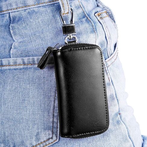 BAKUN Compact Zipper Leather Car Key Case, Key and Card Holder Key Organizer Wallet, With 6 Hooks in Kuwait