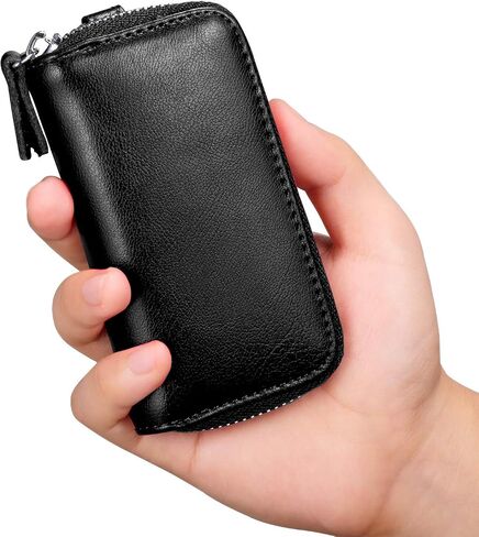 BAKUN Compact Zipper Leather Car Key Case, Key and Card Holder Key Organizer Wallet, With 6 Hooks in Kuwait