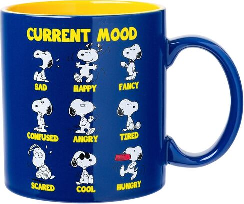 Silver Buffalo Peanuts Snoopy and Woodstock House Blue Dot Background Jumbo Ceramic Coffee Mug, 20 Ounces in Saudi Arabia