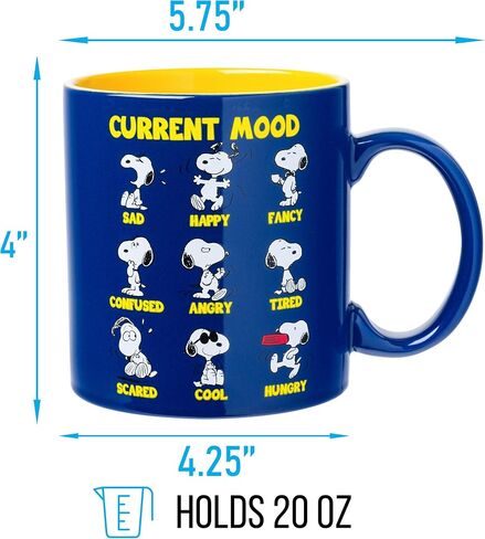 Silver Buffalo Peanuts Snoopy and Woodstock House Blue Dot Background Jumbo Ceramic Coffee Mug, 20 Ounces in Saudi Arabia