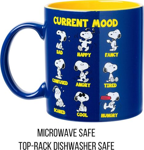 Silver Buffalo Peanuts Snoopy and Woodstock House Blue Dot Background Jumbo Ceramic Coffee Mug, 20 Ounces in Saudi Arabia