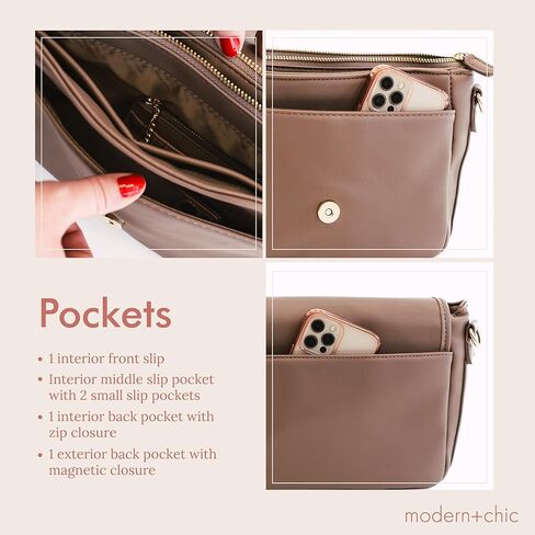 حقيبة كروس عصرية + أنيقة للنساء - محفظة كروس مميزة، حقيبة جلدية نباتية مع محفظة متطابقة وسلسلة مفاتيح in Kuwait