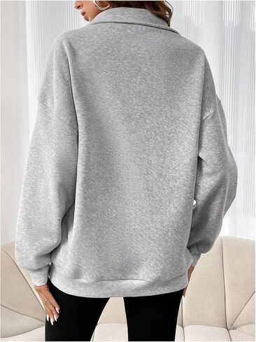 SOLY HUX Women's Half Zip Sweatshirt Drop Shoulder Long Sleeve Casual Pullover Tops with Pocket in Saudi Arabia