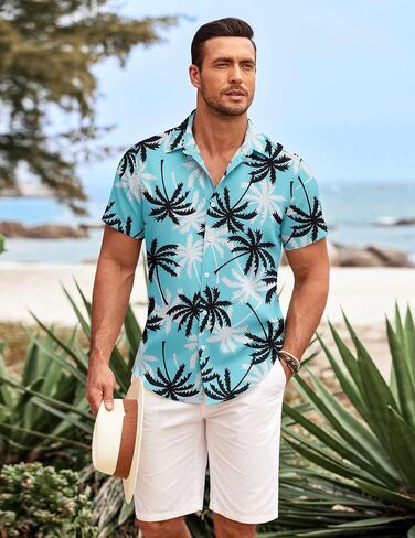 COOFANDY Mens Hawaiian Shirts Short Sleeve Casual Button Down Beach Vacation Summer Shirt in Saudi Arabia