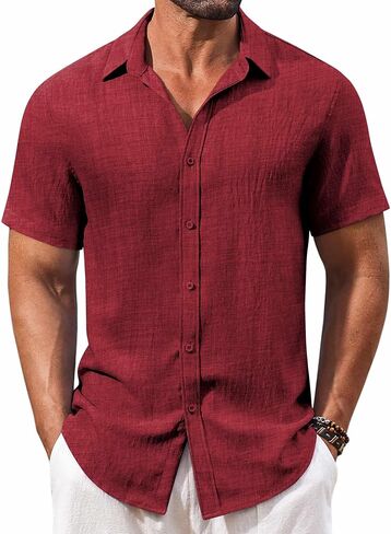 COOFANDY Men's Casual Short Sleeve Button Down Shirts Summer Vacation Shirt Lightweight Textured Shirts in Saudi Arabia