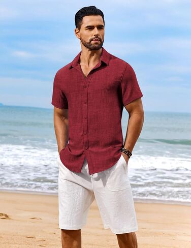 COOFANDY Men's Casual Short Sleeve Button Down Shirts Summer Vacation Shirt Lightweight Textured Shirts in Saudi Arabia