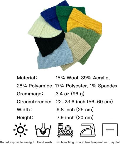 Beanie for Women Men, Winter Wool Knit Cuffed Beanie, Soft Warm Fleece Solid Colors Beanie in Saudi Arabia