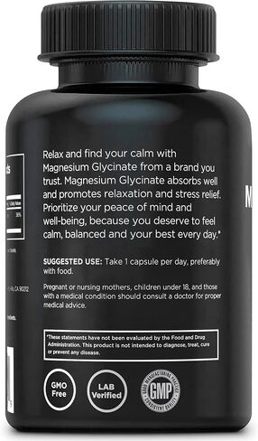 Vital Vitamins Magnesium Glycinate 500mg - High Absorption Formula - Promotes Relaxation, Calmness, & Restful Sleep - Pure Magnesium Supplement for Men & Women - 180 Capsules, Vegan, Non-GMO in Saudi Arabia