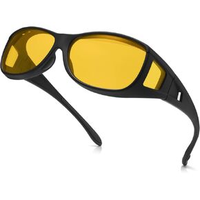 Night Driving Glasses for Men Women, Anti Glare Polarized HD Yellow Lens,Fit Over Glasses Sunglasses for Men-UV400