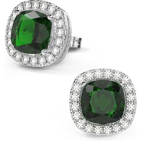 18K White Gold Plated Sterling Silver Cubic Zirconia Halo Stud Earrings for Women Mom Square Cushion Cut Simulated Diamond Wedding CZ Stud Earrings for Women Hypoallergenic Jewelry in Saudi Arabia