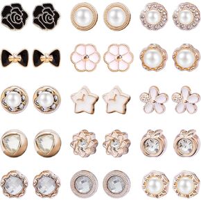 NEWITIN 15 Pairs Magnetic Stud Earrings for Women Clip on Earrings Inlaid Cubic Zirconia Pearl Stud Earrings Fashion Magnetic Earrings Non Piercing Earrings for Women