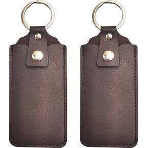 Leather USB Flash Drive Case, 2 Pcs Thumb Drive Case Leather USB Storage Case Press Buckle Keyring Black Brown for Worker Souvenir