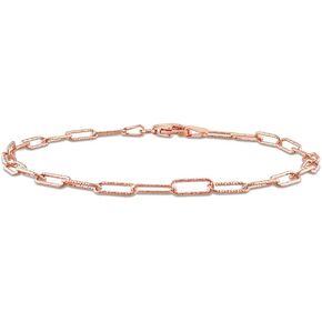Italian 925 Sterling Silver Fancy Paperclip Chain Bracelet - for Men & Women - Available in Sterling Silver, Yellow Gold Plated Sterling Silver or Rose Gold Plated Sterling Silver - Various lengths and widths
