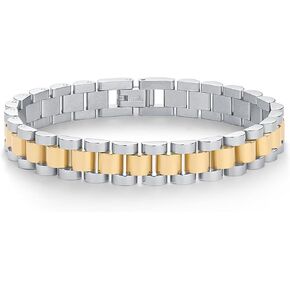 PAVOI 14K Gold Plated Waterproof Watch Strap Chain Bracelet for Women | Two Toned Mixed Metals Stainless Steel Chunky Link Bracelet