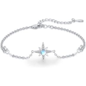 TUGHRA Women's Moonstone Bracelet S925 Sterling Silver Moonstone Charm Jewelry Gifts for Women Teens Girls Girlfriend Wife Christmas Birthday
