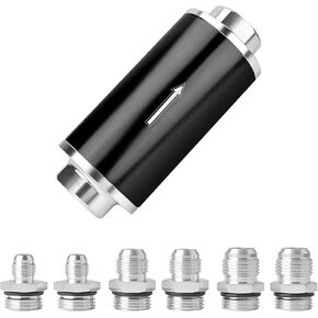 EVIL ENERGY 30 Micron Inline Fuel Filter with 6AN 8AN 10AN Adapter Universal 60MM