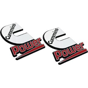 قطعتان متوافقتان مع ملصقات شعار Cummin Emblem Power 3D Badge Truck 4x4 Logo (فضي أحمر)