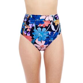 Profile by Gottex Women’s Shirred High Waist Bottom in Black Multi Print with Front and Back Tummy Control Swim Essential