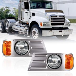 Headlights Assembly fit for Mack CV Replacement Left Driver Right Passenger Side Headlamp Grey