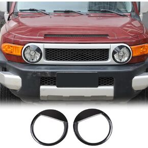 Front Headlight Panel Trim Compatible with Toyota FJ Cruiser 2007-2021, ABS Front Light Headlight Cover Angry Eyes Style Headlight Bezels Trim, 2PCS (Matte Black)