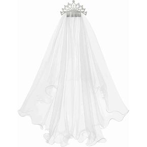 First Communion Tiara for Girls White Pearl Center Floral Crown Kids Veil in Party