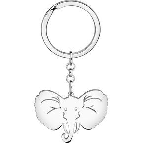 WEVENI Cute Elephant Gifts Couples Stainless Steel Elephant Keychains Key Ring Charm Jewelry for Women Girls