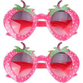 Abaodam 2Pcs Strawberry Sunglasses Cute Strawberry Shape Sunglasses Hawaiian Party Costume Tropical Party Sunglasses Fruit Eyeglasses Fancy Dress Party Glasses Halloween Christmas Costumes Glasses