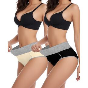 Cotton Underwear for Womens, High Waist Ladies Panties Full Coverage Briefs Underpants 2-5pack